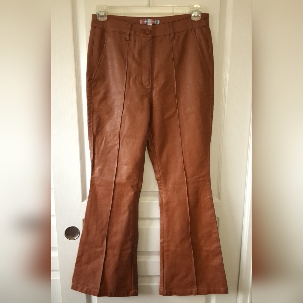 Urban Outfitters 6‎ High Waisted Terracotta Faux Leather Pants Moto Boho 70s
